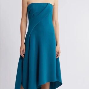 Amsale Asymmetric Strapless Cocktail Dress